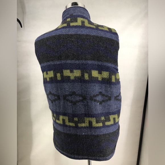 St Johns Bay Reversible Wool Indian Blanket Vest Western Aztec Southwest Sz S - Picture 3 of 7